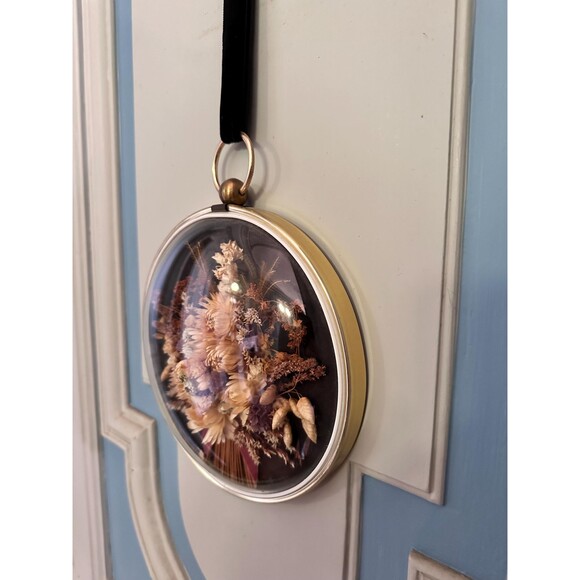 Belgian Vintage Dried Flower Art | Cideart Glass Dome Frame | Retro Wall Art - Picture 2 of 3